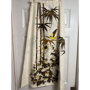 Shaheen Vtg 60s Maxi Skirt Bamboo Bird Floral Beige Boho Festival Size Small‎